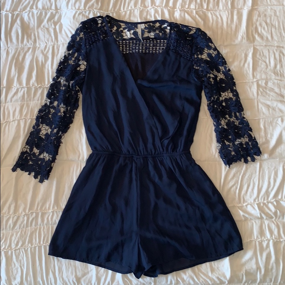 Dark Blue Laced Romper